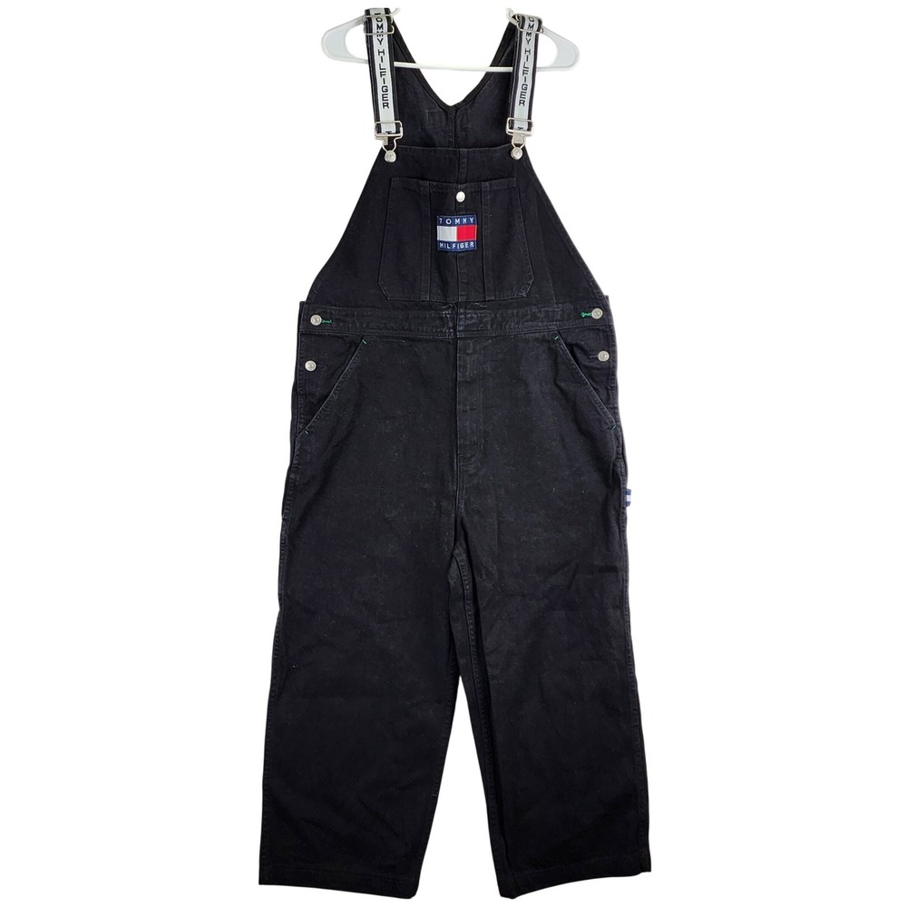 VTG Tommy Hilfiger Denim Bib Overalls Mens 40x25 Carpenter Loose Logo Hiphop Y2K